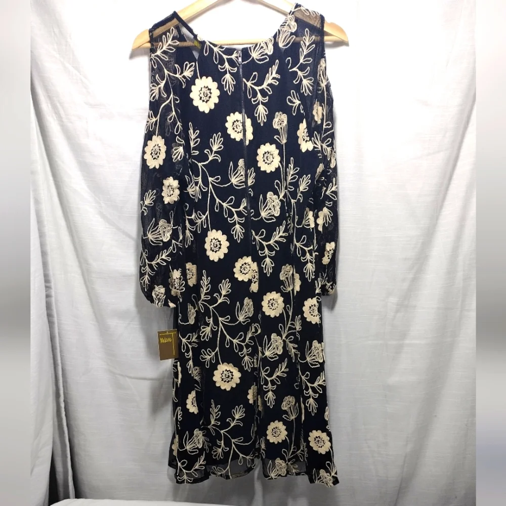 Melonie T Embroidered Floral Cold-Shoulder Sheer Mini Dress - Picture 8 of 16